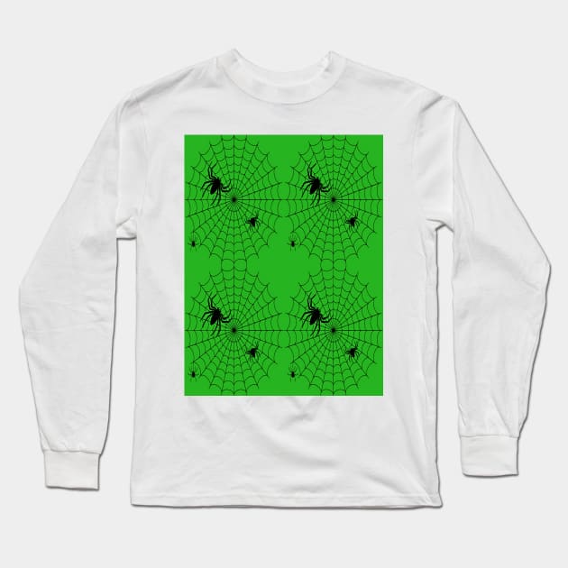 Halloween spider family green Long Sleeve T-Shirt by YamyMorrell